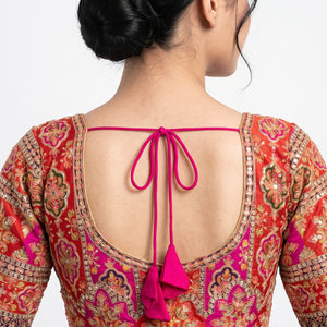 Rani Silk Saree Embellished With Sequins & Zari Work