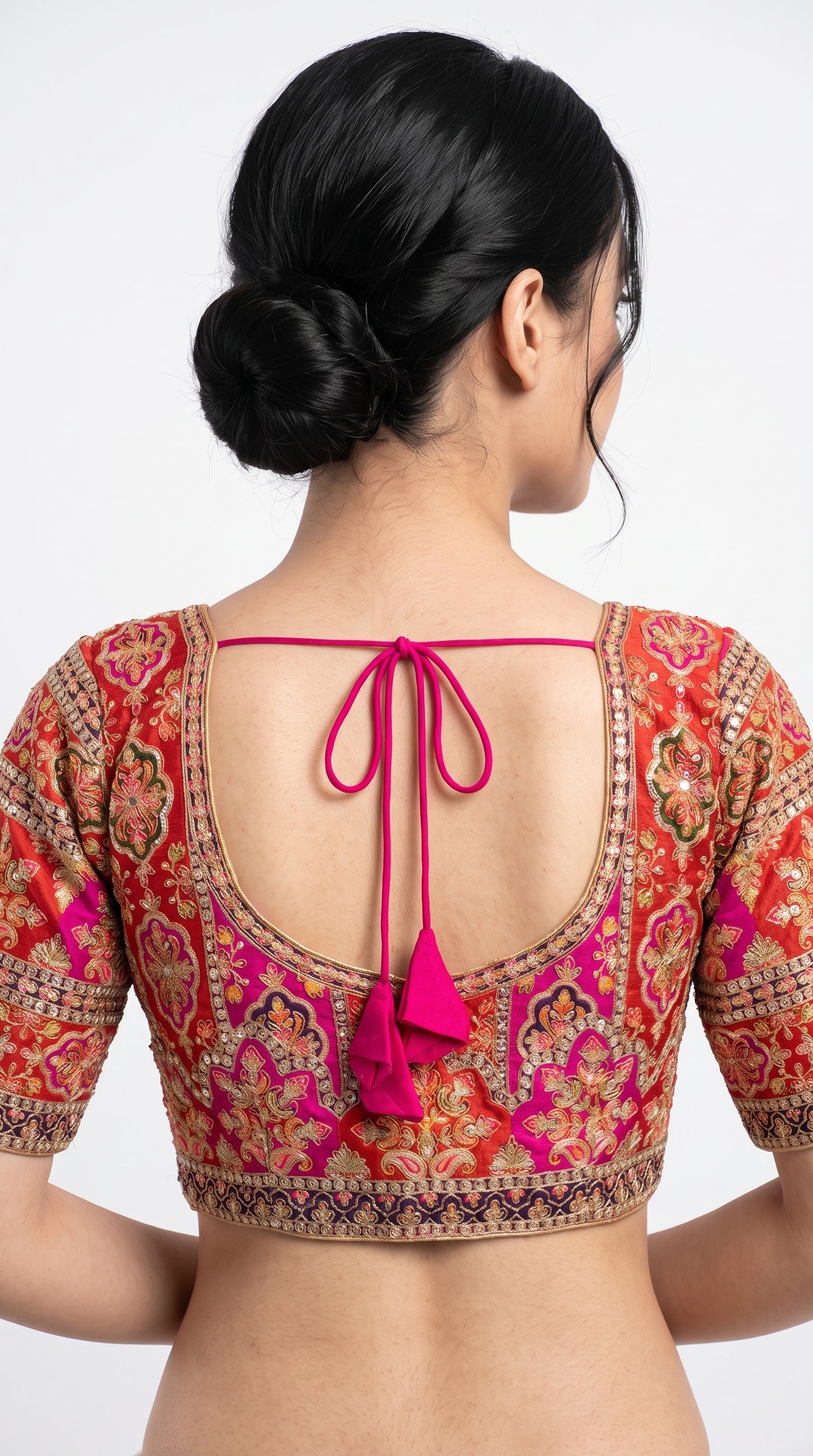 Rani Silk Saree Embellished With Sequins & Zari Work
