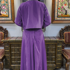 Lavender Crepe Indowestern 3 Piece with Cutdana and Pearl Work