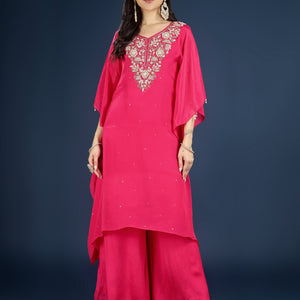 Rani Chinon Indo Western with Cutdana, Sequins and Pearl Embroidery