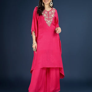 Rani Chinon Indo Western with Cutdana, Sequins and Pearl Embroidery