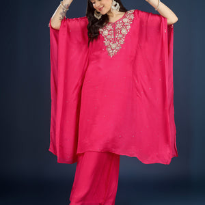 Rani Chinon Indo Western with Cutdana, Sequins and Pearl Embroidery