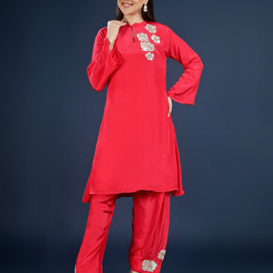 Rani Crepe Indo Western with Cutdana and Sequins Embroidery