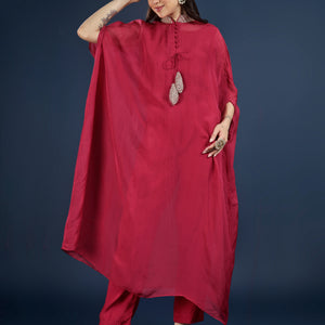 Red Organza Indo Western with Cutdana and Sequins Embroidery