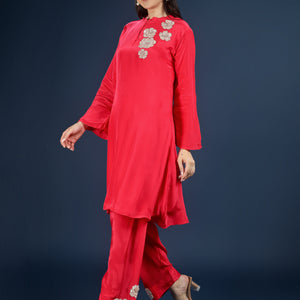 Rani Crepe Indo Western with Cutdana and Sequins Embroidery