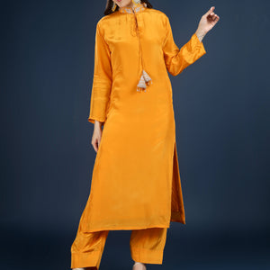 Mustard Crepe Indo Western with Cutdana & Sequins Work