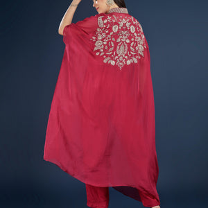 Red Organza Indo Western with Cutdana and Sequins Embroidery