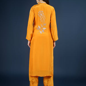 Mustard Crepe Indo Western with Cutdana & Sequins Work