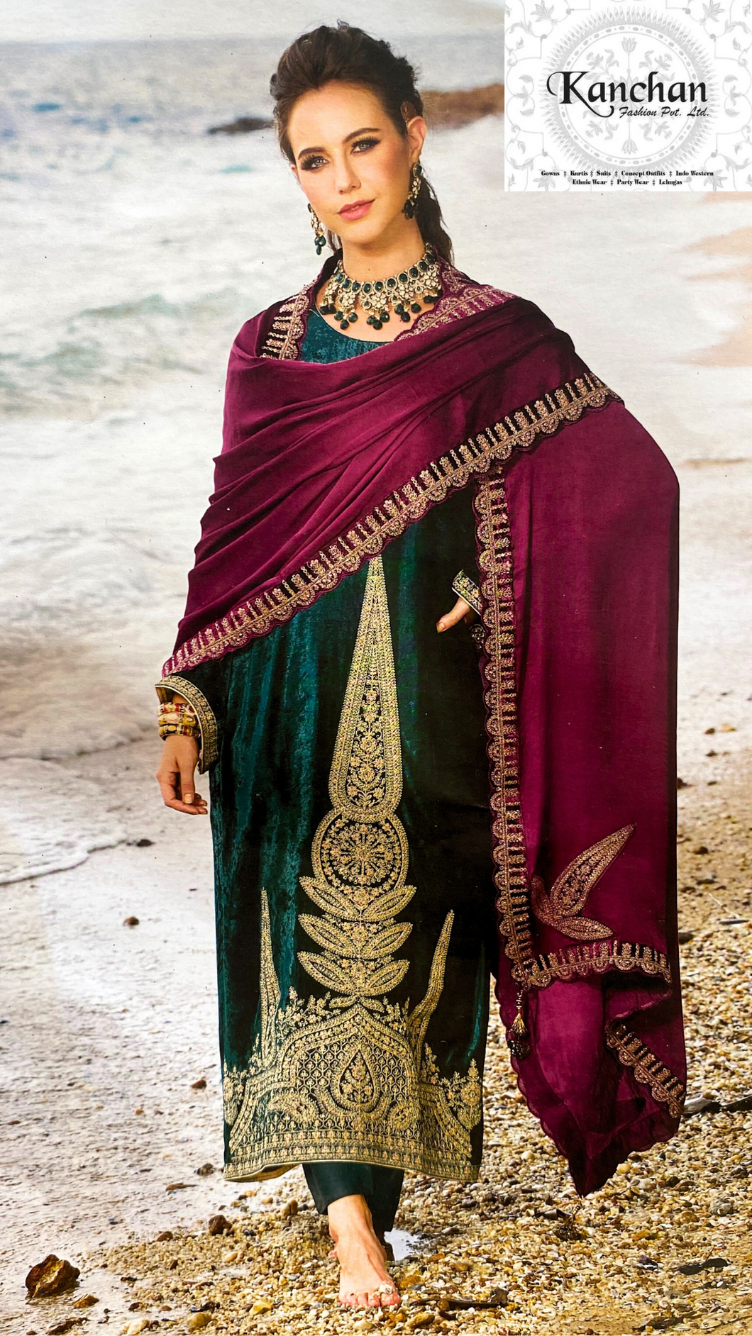 Versatile Blue/green Velvet Ethnic Wear Long Suit for Festive Season,indian  Traditional Wedding Wear Outfit,women Ethnic Designer Outfit - Etsy