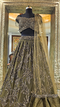 Load image into Gallery viewer, Elegant Olive Sequins Lehenga
