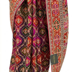 Rani Silk Saree Embellished With Sequins & Zari Work