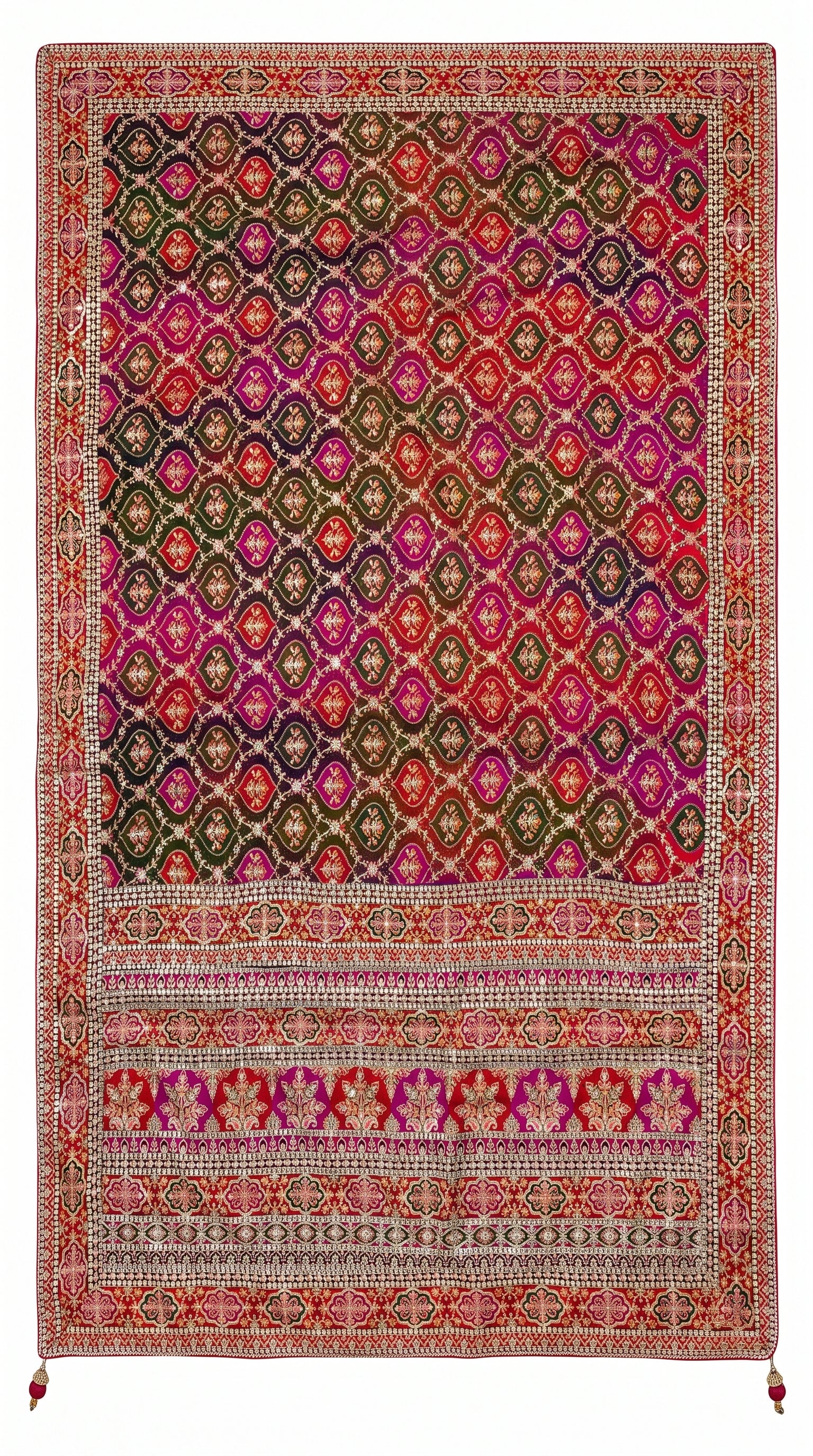 Rani Silk Saree Embellished With Sequins & Zari Work