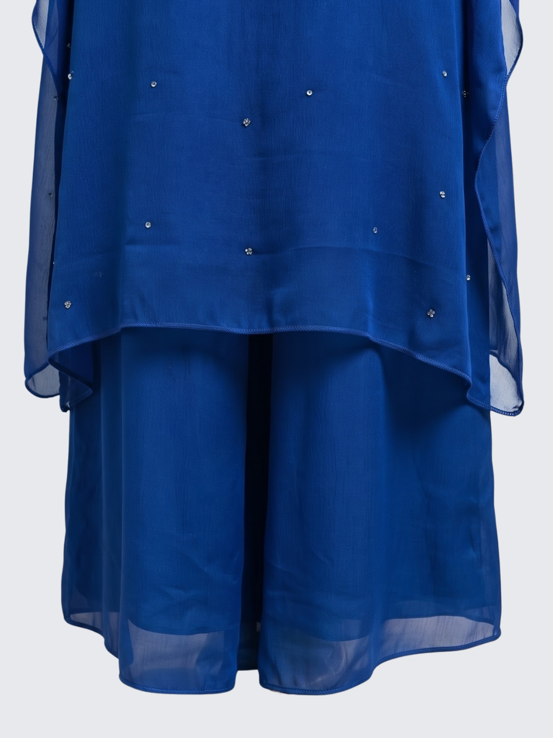 Blue Chinon Indo Western with Cutdana, Sequins and Pearl Embroidery 5