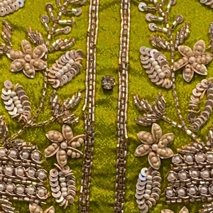 Suhij Green Chinon Indo Western with Cutdana, Sequins and Pearl Embroidery 4