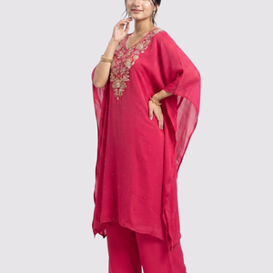 Rani Chinon Indo Western with Cutdana, Sequins and Pearl Embroidery 1