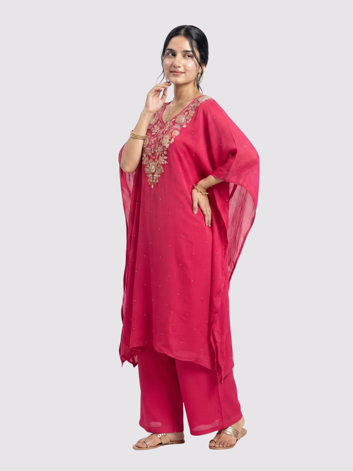 Rani Chinon Indo Western with Cutdana, Sequins and Pearl Embroidery 1