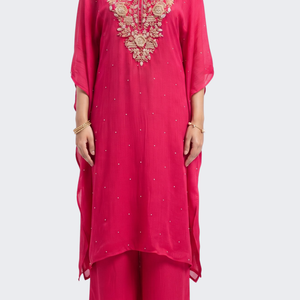 Rani Chinon Indo Western with Cutdana, Sequins and Pearl Embroidery 2