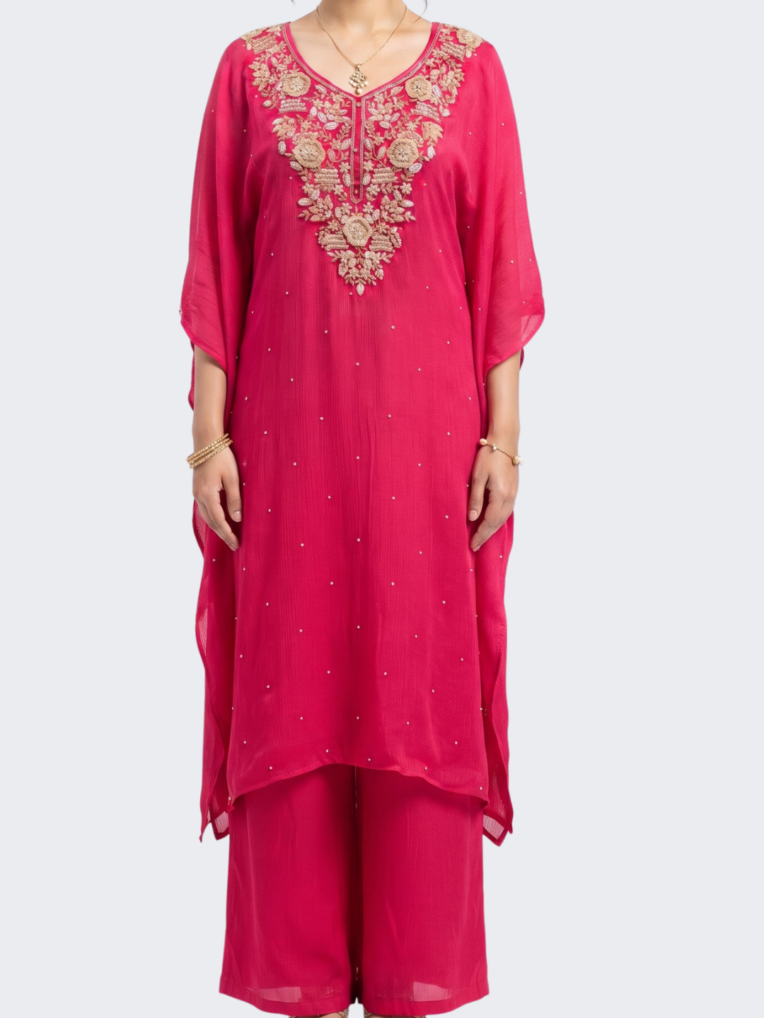 Rani Chinon Indo Western with Cutdana, Sequins and Pearl Embroidery 2
