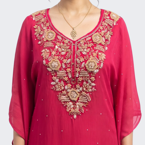 Rani Chinon Indo Western with Cutdana, Sequins and Pearl Embroidery 3