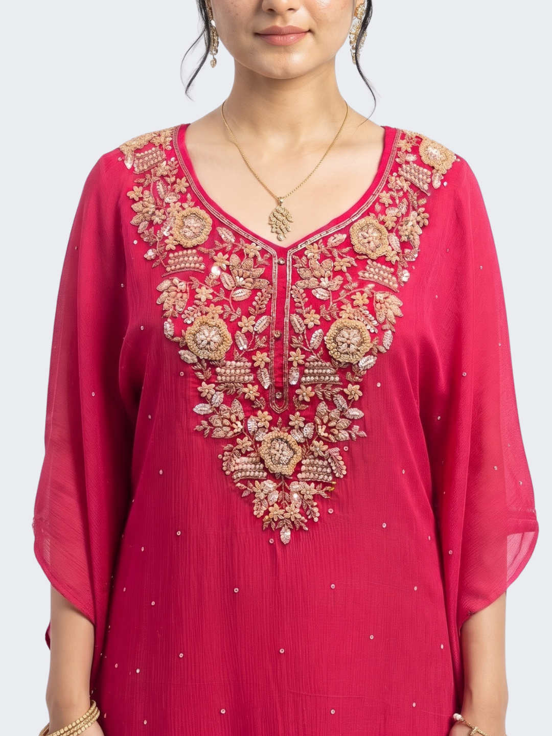 Rani Chinon Indo Western with Cutdana, Sequins and Pearl Embroidery 3