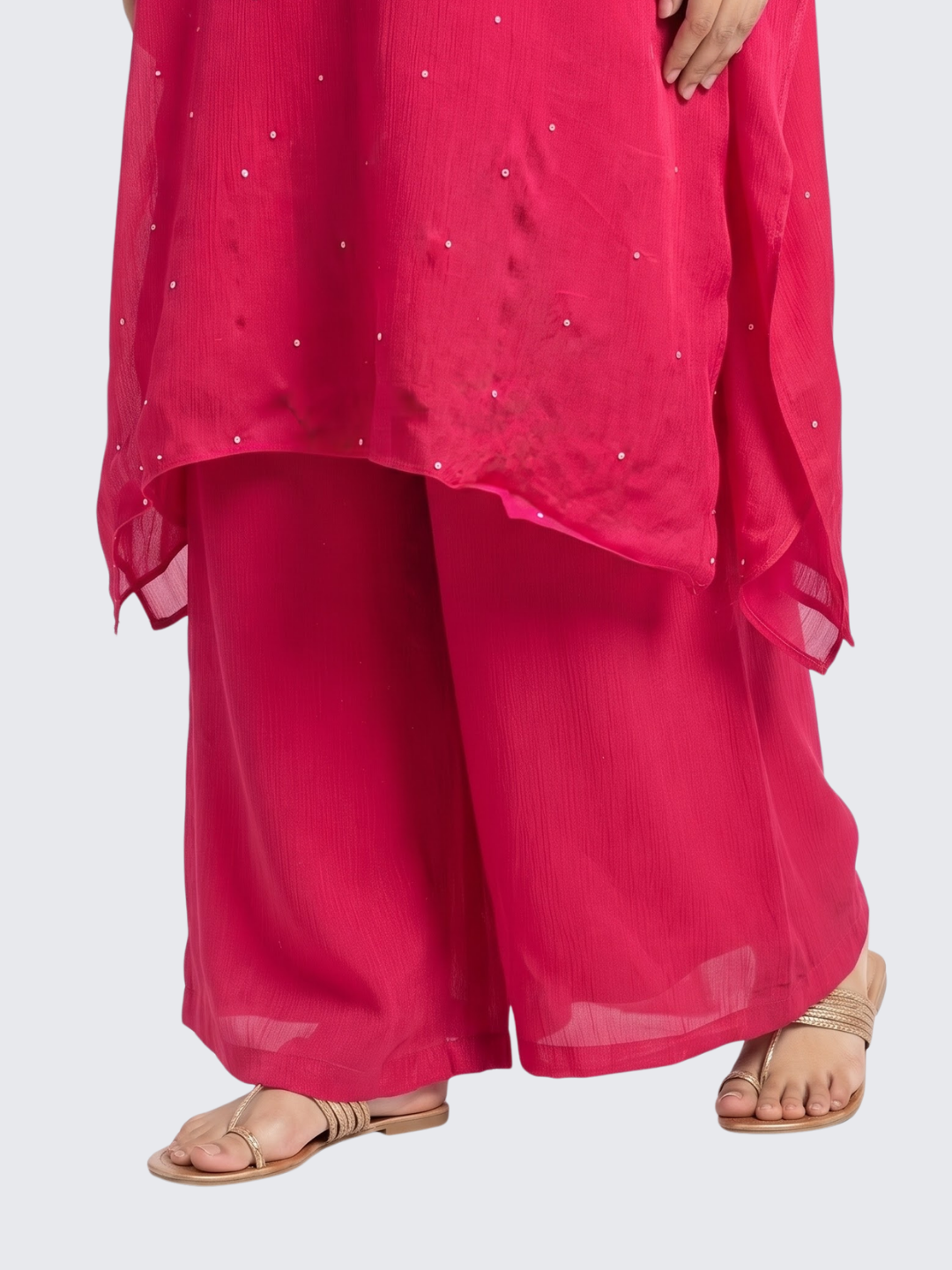 Rani Chinon Indo Western with Cutdana, Sequins and Pearl Embroidery 6