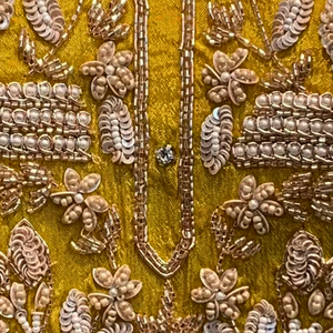 Suhij Yellow Chinon Indo Western with Cutdana, Sequins and Pearl Embroidery 4