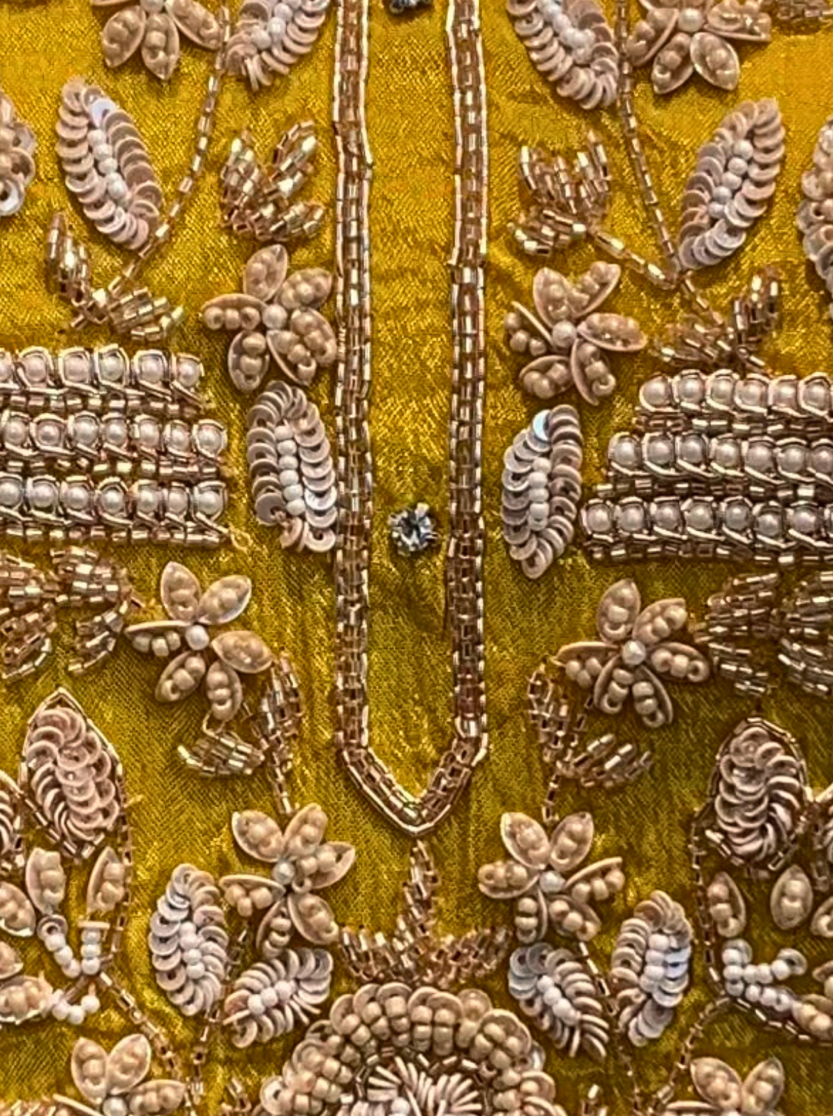 Suhij Yellow Chinon Indo Western with Cutdana, Sequins and Pearl Embroidery 4