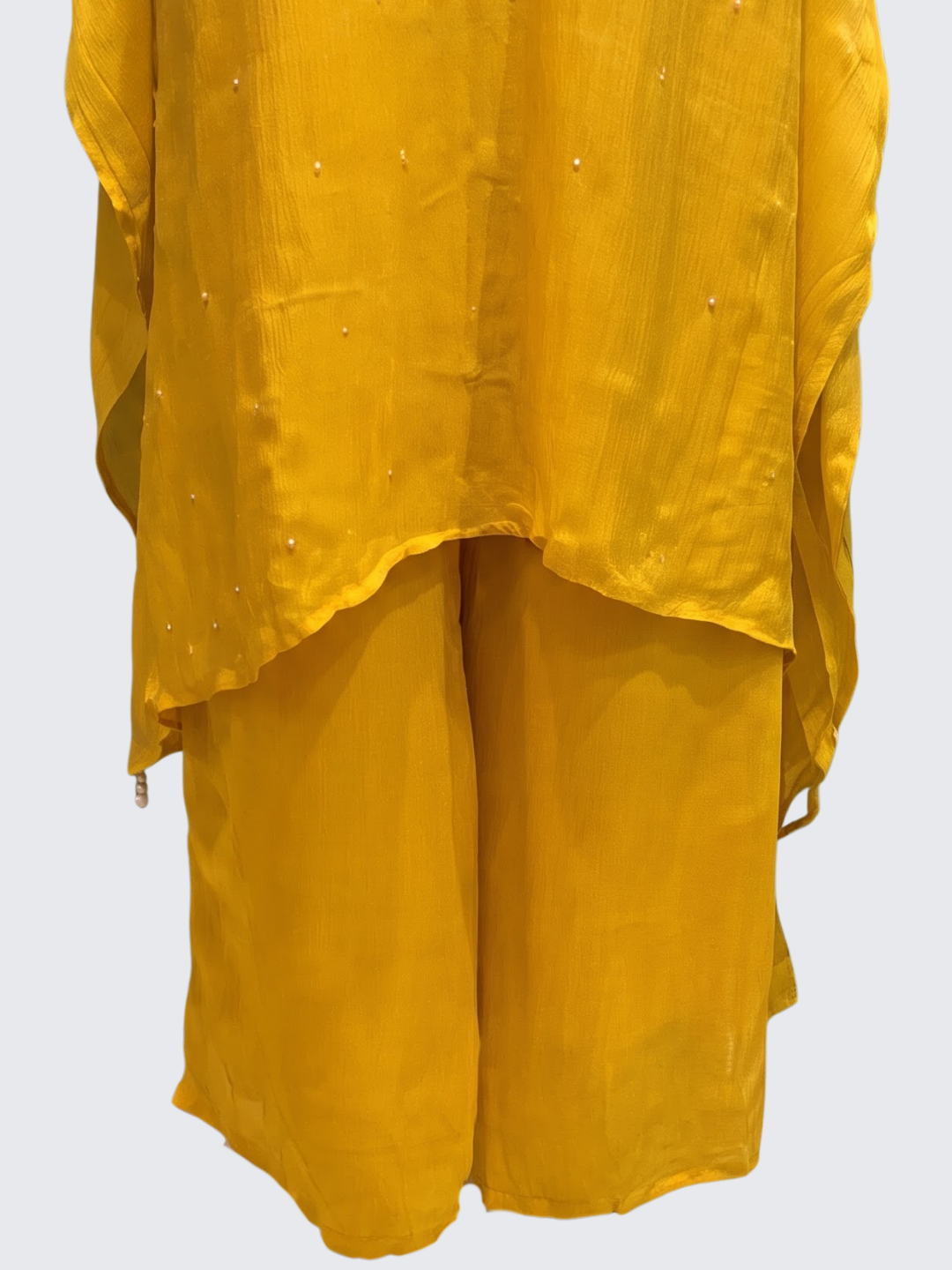 Suhij Yellow Chinon Indo Western with Cutdana, Sequins and Pearl Embroidery 5