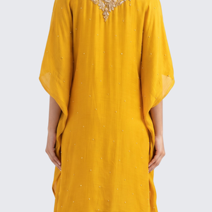 Suhij Yellow Chinon Indo Western with Cutdana, Sequins and Pearl Embroidery 6
