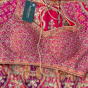 Rani Chinon Saree Embellished With Stone & Zari Work
