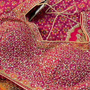 Rani Chinon Saree Embellished With Stone & Zari Work
