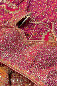 Rani Chinon Saree Embellished With Stone & Zari Work