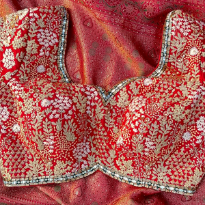 Ivory Banarasi Saree Embellished With Zari, Stone, Sequins & Mirror Work