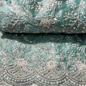 Sky Green Organza Unstitched Saree Embellished With Intricate Handwork