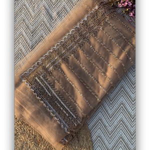 Golden Net Saree Crafted With Fine Cutdana & Sequins Highlights