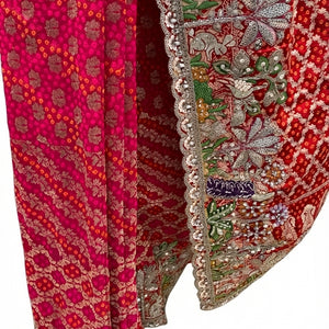 Red Silk Saree Embellished With Stone, Sequins, Thread & Zari Work