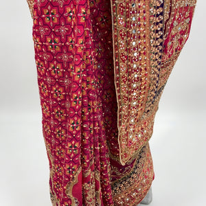 Rani Chinon Saree Embellished With Stone & Zari Work