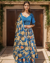 Load image into Gallery viewer, Blue Floral Lehenga Choli
