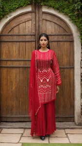 Chinon Sharara Suit with Pearls Work