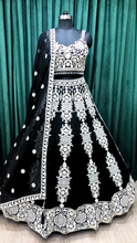 Load image into Gallery viewer, Black Georgette Lehenga With Thread work
