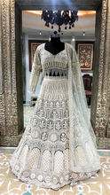Load image into Gallery viewer, Green Net Lehenga With Dori And Jarkan
