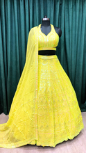 Load image into Gallery viewer, Green Organza Lehenga With Sequins Work
