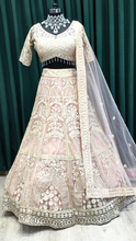 Load image into Gallery viewer, Pink Net Lehenga With Golden Thread Work and Jerkan

