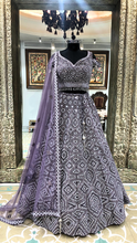 Load image into Gallery viewer, Mauve Net Lehenga With Mirror
