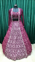 Load image into Gallery viewer, Wine Lehenga Georgette With Sequins, Pulse, and Cut Dana
