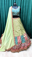 Load image into Gallery viewer, Green Silk Lehenga With Sequins
