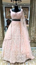 Load image into Gallery viewer, Pink Net Lehenga With Sequins and Thread Work
