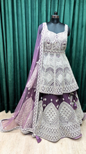 Load image into Gallery viewer, Mauve Net Lehenga With Dori And Mirror
