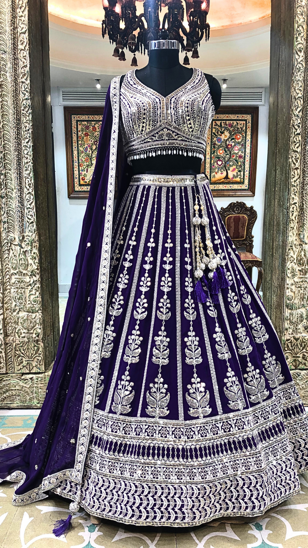 Purple Georgette Lehenga With Dori And Sequence