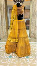 Load image into Gallery viewer, Yellow Chinon Lehenga Choli With Cutdana Work, Bead Work, Mirror Work.
